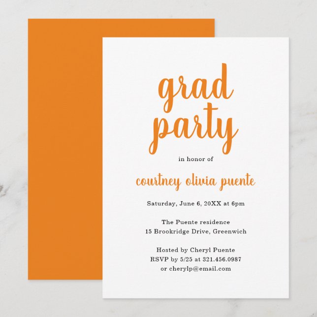 Simple Modern Graduation Party Invitation (Front/Back)