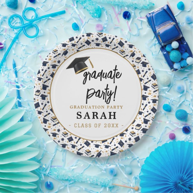 Simple Modern Graduation Party  Paper Plate (Party)