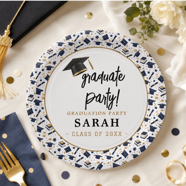 Simple Modern Graduation Party  Paper Plate (Simple Modern Graduation Party Paper Plates)