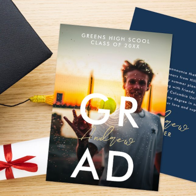 Simple Modern Graduation Photo And Bold Typography Announcement (Creator Uploaded)