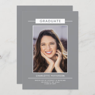 Simple Modern Graduation Script Photo Blue Grey