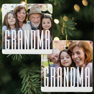 Simple Modern Grandma Photo Ceramic Ornament