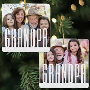 Simple Modern Grandpa Photo Ceramic Ornament