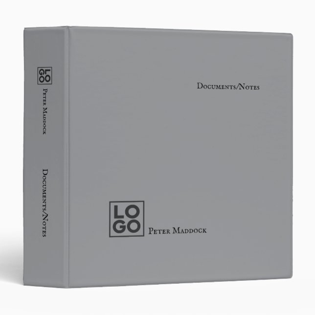 Simple Modern Gray Binder with Business Logo (Front/Spine)