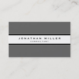Simple Modern Gray   Black & White Stripe Business Card