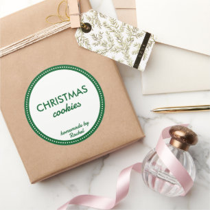 Simple Modern Green Homemade Christmas Cookies Classic Round Sticker