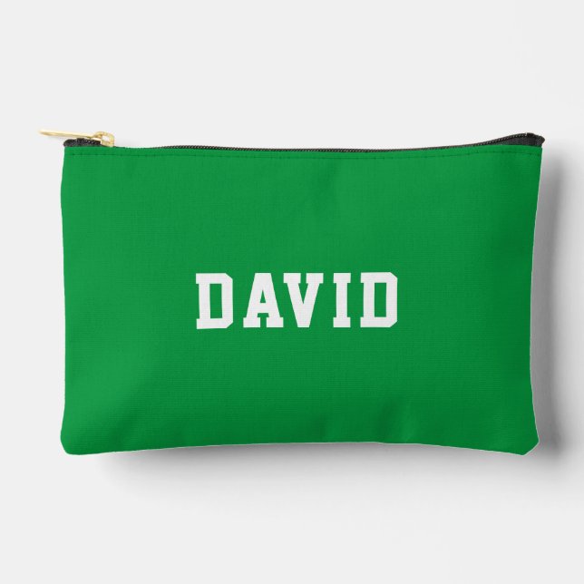 Simple Modern Green Personalized  Accessory Pouch (Front)