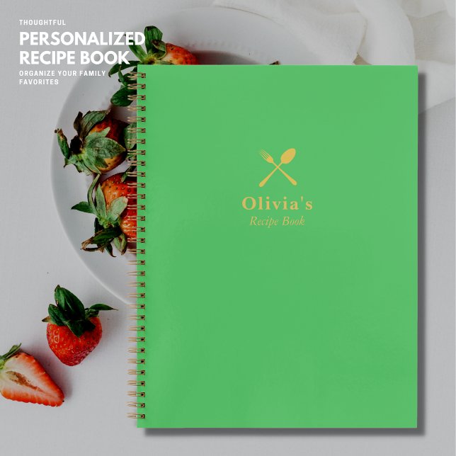 Simple Modern Green Personalized Recipe Book (Creator Uploaded)