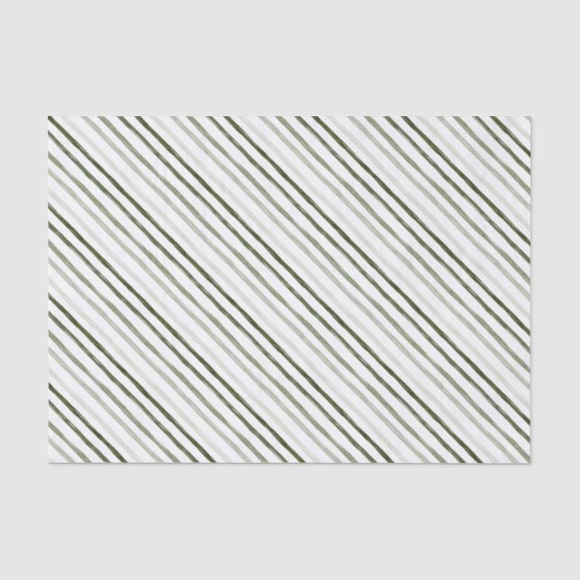 Simple Modern Green Stripe Christmas Tissue Paper (Front)
