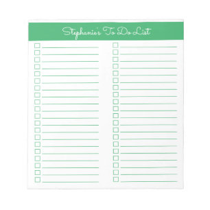 Simple Modern Green Two Column Checklist Notepad