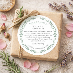 Simple Modern Greenery Wreath Ingredients Label