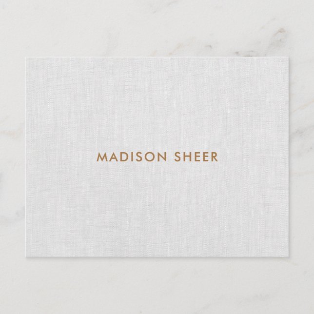 Simple Modern Grey Linen, Minimalist Professional Postcard (Front)
