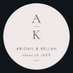 Simple Modern Grey Monogram Mix Match Wedding Classic Round Sticker<br><div class="desc">Simple Modern Grey Monogram Mix Match Wedding Classic Round Sticker features modern type pairings in soft,  modern earth tones.</div>
