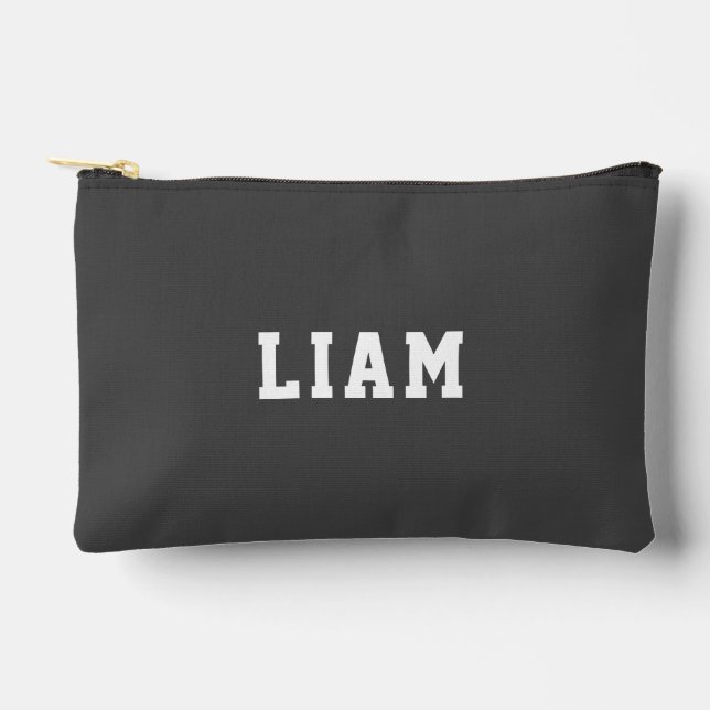 Simple Modern Grey Personalized  Accessory Pouch (Front)