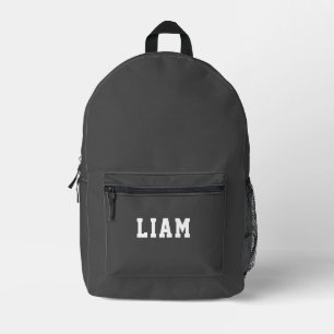 Simple Modern Grey Personalized Printed Backpack