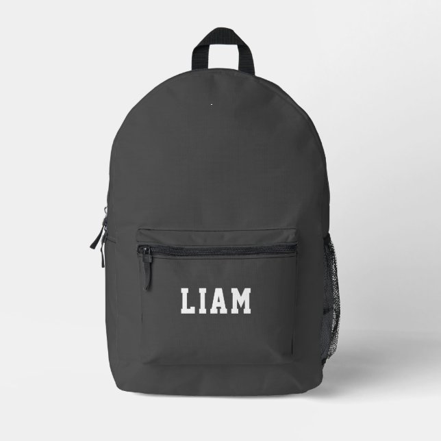 Simple Modern Grey Personalized Printed Backpack (Front)