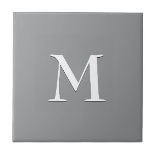 Simple Modern Grey White Monogram Tile