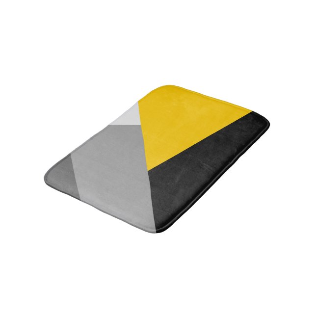 Simple Modern Grey Yellow and Black Geo Bath Mat (Angled)
