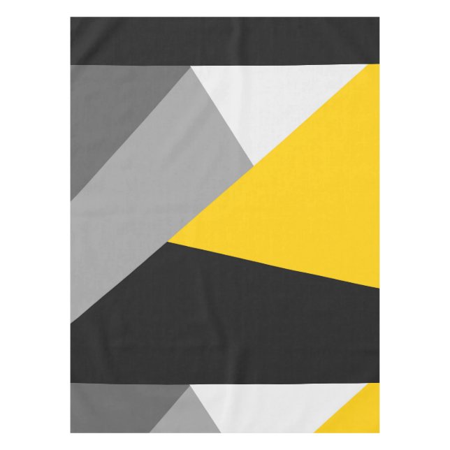 Simple Modern Grey Yellow and Black Geo Tablecloth (Front)