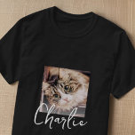 Simple Modern Grunge Custom Badge Pet Photo Name T-Shirt<br><div class="desc">This simple and classic design is composed of serif typography and add a custom photo.</div>