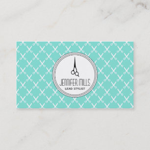 simple modern hairstylist hair stylist mint shears appointment card
