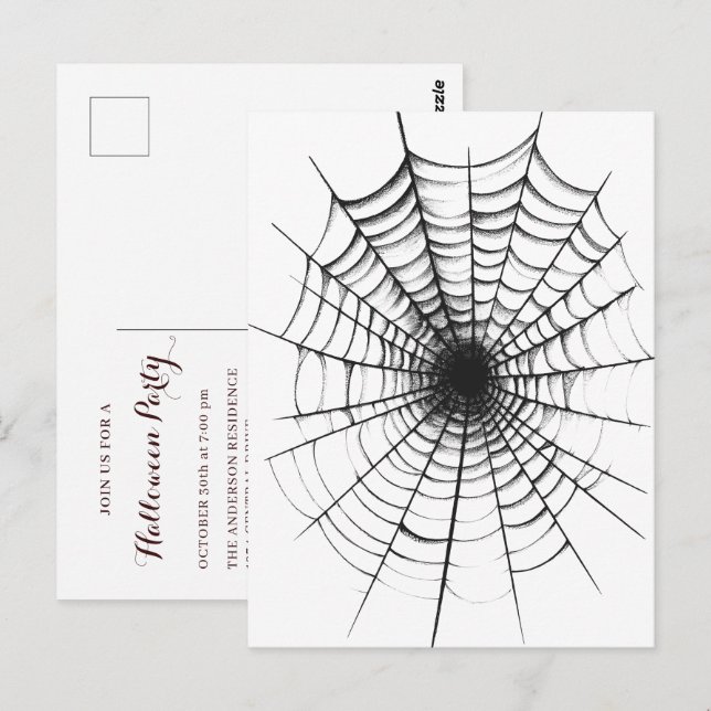 Simple Modern Halloween Party Invitation Postcard (Front/Back)