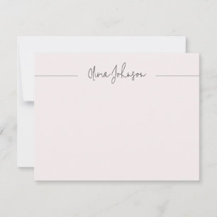 Simple Modern  Hand Lettered Pink Flat Note Card