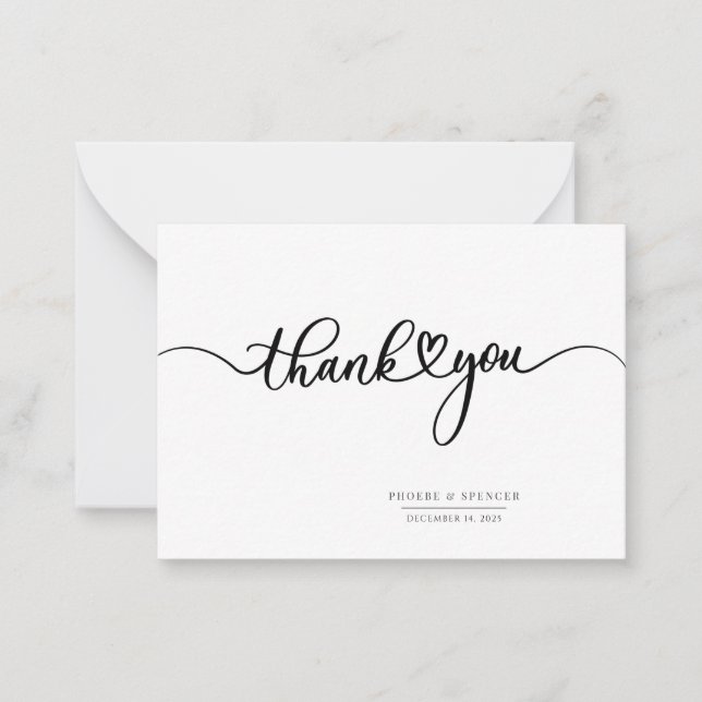 Simple Modern Hand-Lettered Thank You Card (Front)