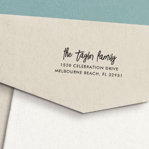 Simple Modern Hand Sketched Script Return Address Self-inking Stamp