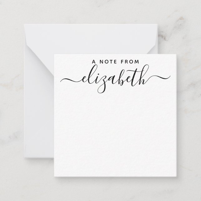 Simple Modern Handwritten A Note From Script Name Card (Front)