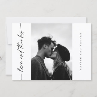 Simple Modern Handwritten Script Photo Wedding Thank You Card