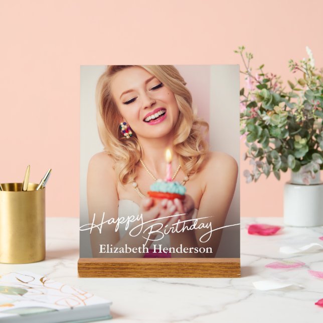 Simple Modern Happy Birthday Acrylic Sign (Wedding)