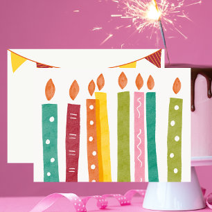 Simple Modern Happy Birthday Candles Card