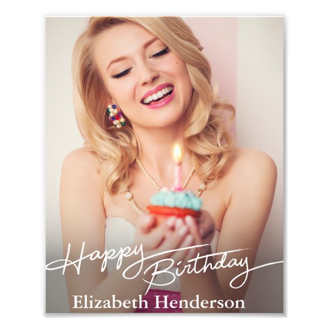 Simple Modern Happy Birthday Photo (Front)