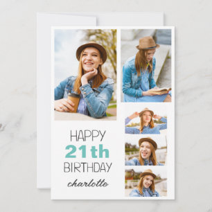 Simple Modern Happy Birthday Stylish Any Age Photo Card
