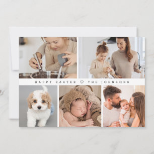 Simple Modern Happy Easter Family Photo Collage Holiday Card