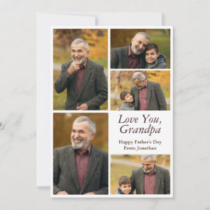 Simple Modern Happy Fathers Day Grandpa photo Holiday Card