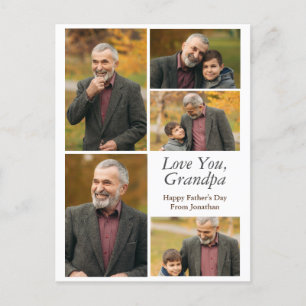 Simple Modern Happy Fathers Day Grandpa photo Holiday Postcard