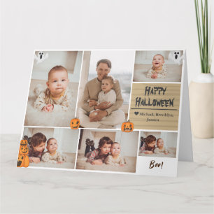 Simple Modern Happy Halloween photo family collage Card