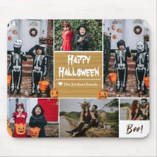 Simple Modern Happy Halloween photo family collage Mouse Pad