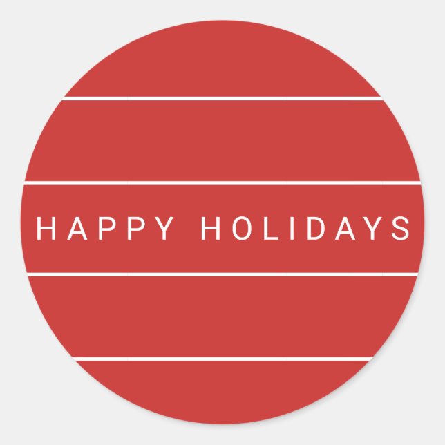 Simple Modern Happy Holidays Classic Round Sticker (Front)
