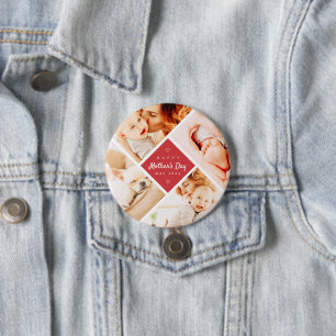 Simple Modern Happy Mother's Day Custom Photo 3 Inch Round Button