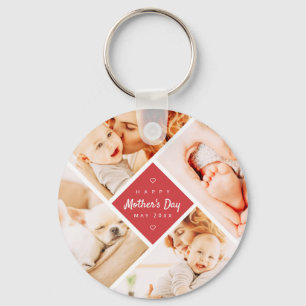 Simple Modern Happy Mother's Day Custom Photo Keychain