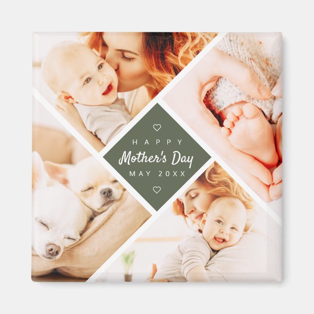 Simple Modern Happy Mother's Day Custom Photo Magnet (Front)