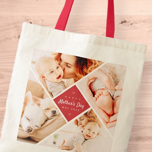 Simple Modern Happy Mother's Day Custom Photo Tote Bag (Creator Uploaded)