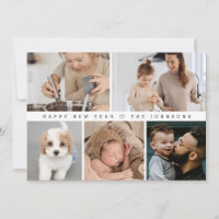 Simple Modern Happy New Year Family Photo Collage