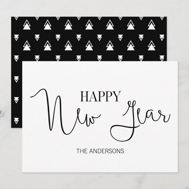 Simple Modern Happy New Year's Card (Front/Back)