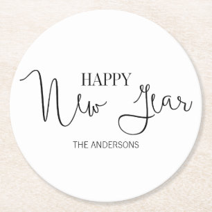 Simple Modern Happy New Year's Paper Coasters