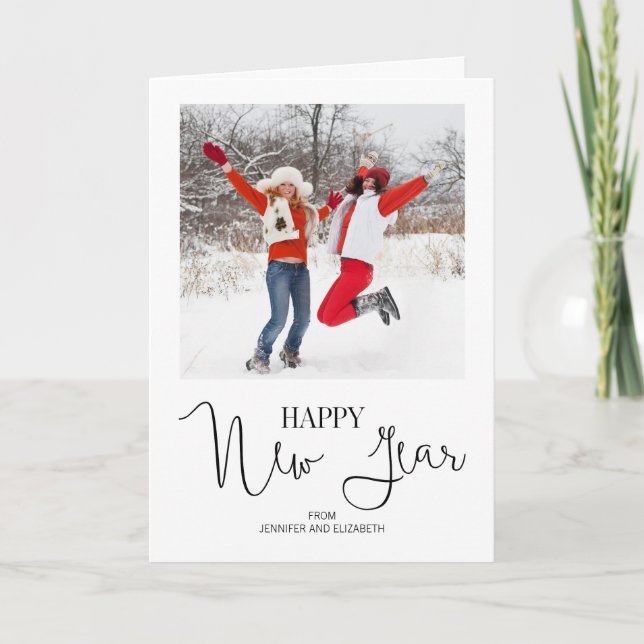 Simple Modern Happy New Year's Photo Greeting Card (Front)