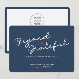 Simple Modern Heart - Navy Business Thank You Card